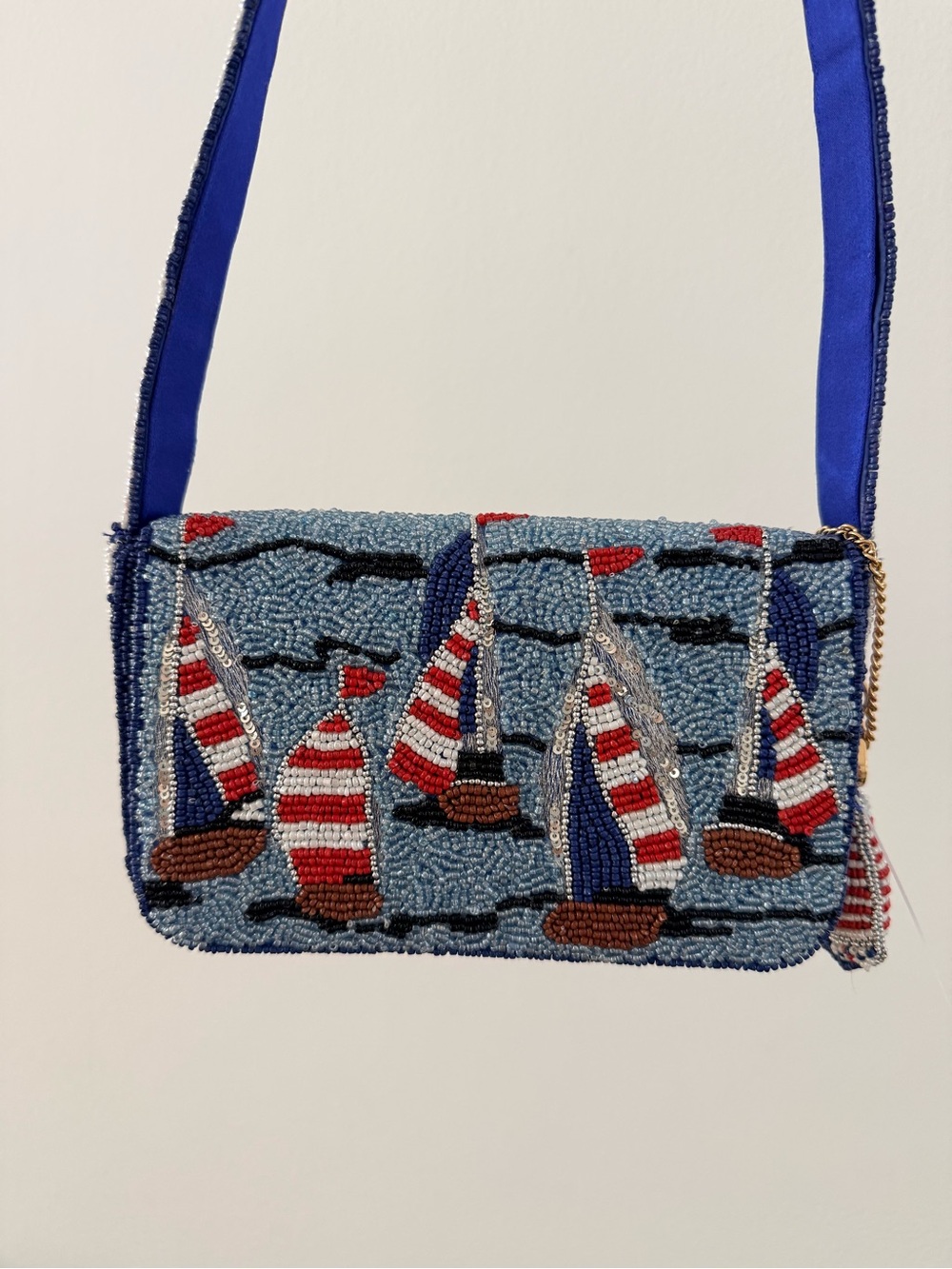 Beaded Sailboat Bag with beaded bag charm